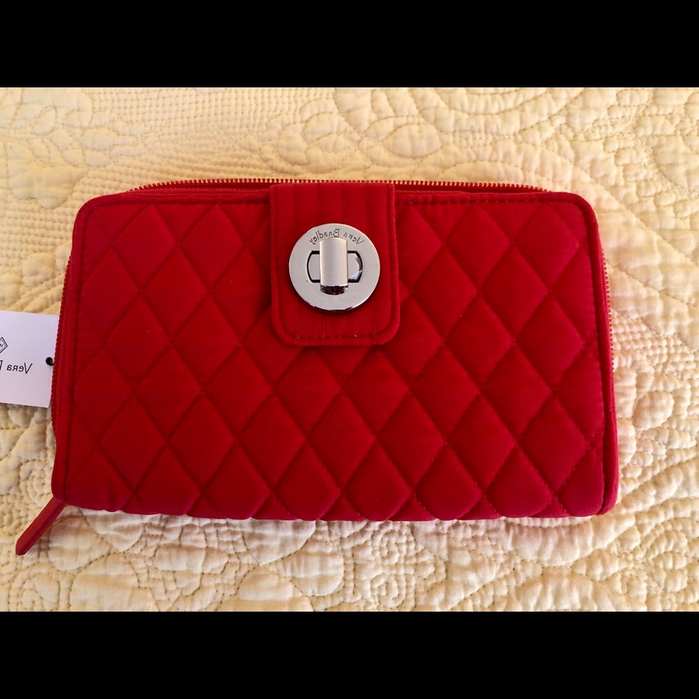 Vera Bradley Turnlock Wallet in Fire Red